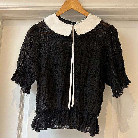 Black sheer short sleeved top - Picture 1 of 6